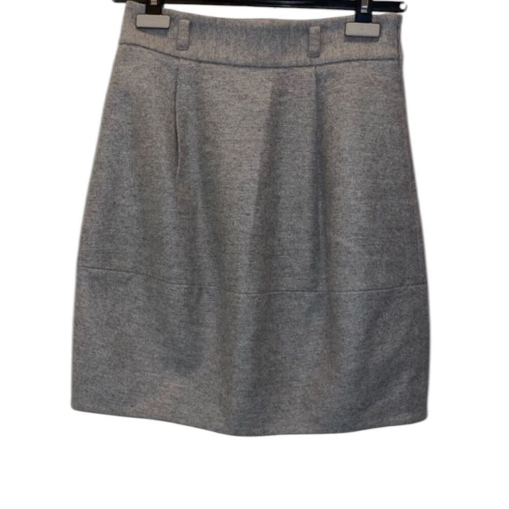 Theory Cecily wool blend tulip skirt in heather gray size 4